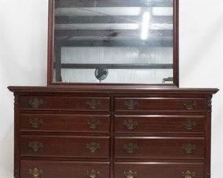 2143 - 8-Drawer Mahogany Dresser w/ Mirror 78 x 56 x 21.25
