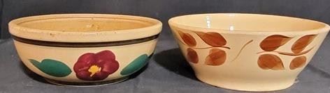 3034 - 2 Vintage Watt pottery bowls 9"
