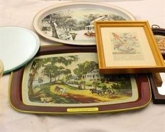 3087 - Currier & Ives tray w/ other items
