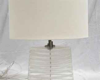 6005 - Glass 25" tall table lamp, damage to base
