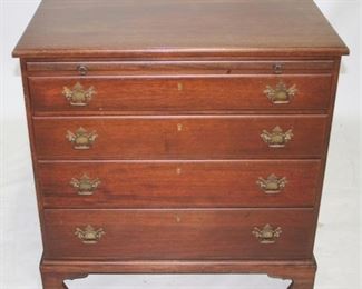 6007 - Biggs mahogany 4 drawer bachelor chest with pull out surface, bracket feet 35 x 34 x 19
