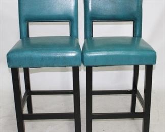 6016 - Pair turquoise bar stools 44 x 19 x 17
