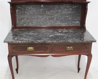 6054 - English marble top & back commode with drawers, cabriole leg 50 x 42 x 21