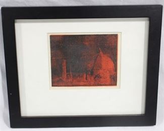 6089 - Mid century framed lithograph - 9.5 x 11.5
