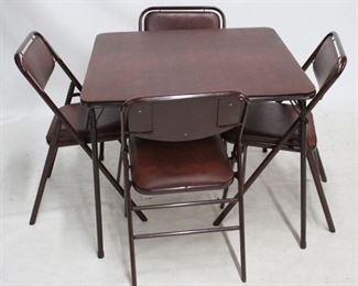 6137 - Folding card table & 4 chairs table 27.5 x 33.5 x 33.5 chairs 31 x 14 x 14
