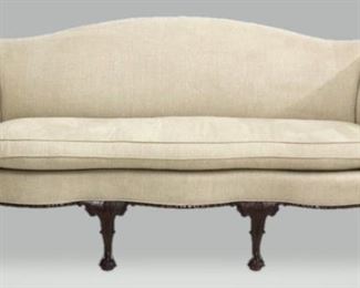 6156 - Chippendale claw foot camel back sofa 28 x 85 x 26
