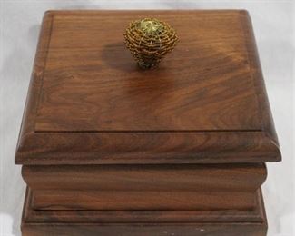6163 - Wooden covered box - 6 x 7.5 x 7.5
