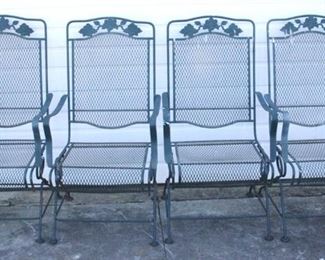 6185 - Group of 4 outdoor metal spring rocking chairs 42 x 22 x 24
