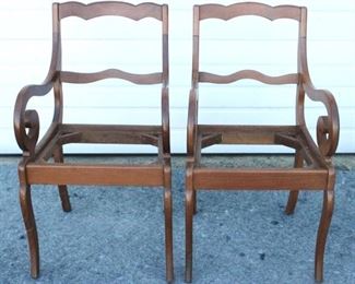 6202 - Pair mahogany armchairs - no seats 35 x 20 x 19
