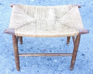 6204 - Vintage rush woven top stool - 17 x 23 x 14
