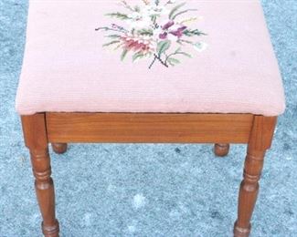 6205 - Vanity stool with needlepoint seat 18 x 18 x 13
