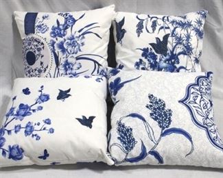 6271 - 4 Blue & white accent pillows - 16 x 16
