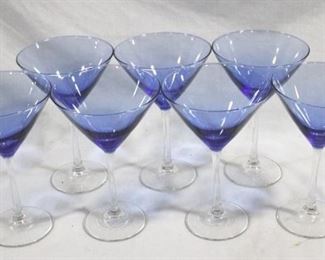 6371 - 7 Blue top martini glasses - 7.5"
