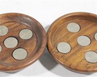 6376 - 5" Wood coasters with inlaid quarters
