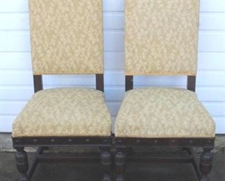6496 - Pair carved cherub adorned chairs 48.5 x 18.5 x 20.5