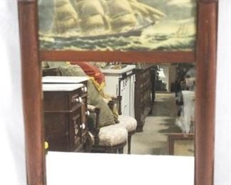 6528 - Ship scene adorned wall mirror - 21 x 14
