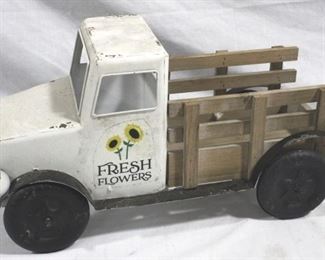 6559 - Fresh Flowers metal yard decor truck 18 x 11 x 7
