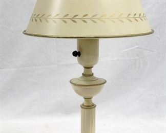 6567 - Toleware Table Lamp w/ Milk Glass Shade 19" tall
