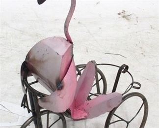 8011 - Metal Flamingo on Tricycle Plant Stand 24 x 19 x 10

