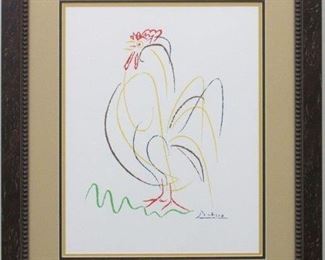 9028 - ROOSTER SILKSCREEN BY PABLO PICASSO 23.5 X 28
