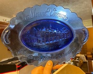 Blue Mount Vernon glass tray