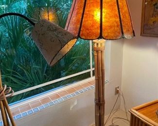 Mid-century rattan floor lamp