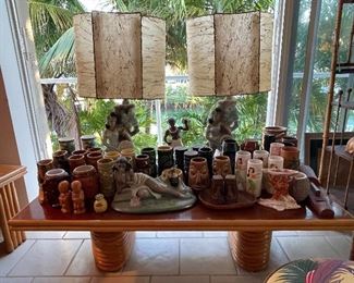 Mid-century rectangular rattan cocktail table