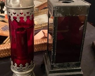 Antique dark room lights (left: c. 1860s)