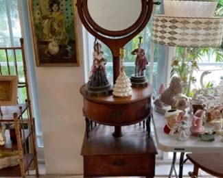 Antique shave stand with mirror