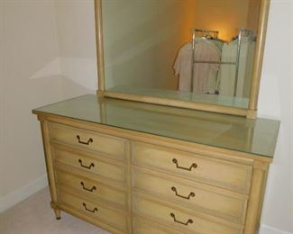 Mid Century Modern White 8 Drawer Dresser & Mirror