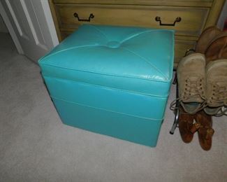 Vintage Teal Hassock Storage Seat