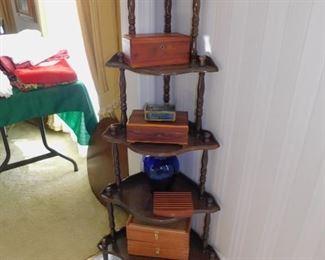 What Not Shelf With Various Boxes