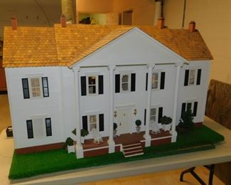 CUSTOM BUILT DOLL HOUSE 54" X 22" X 30" FURNISHED WITH QUALITY FURNITURE AND ELECTRIFIED
