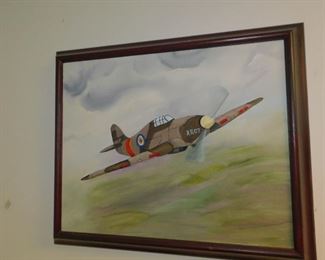 OIL PAINTING OF WWII PLANE