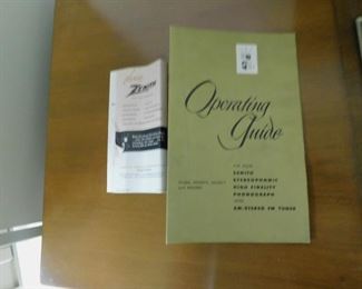 MANUALS FOR ZENITH STEREO