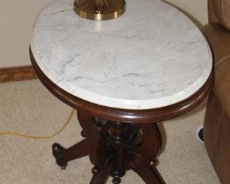 Antique marble top oval parlor table