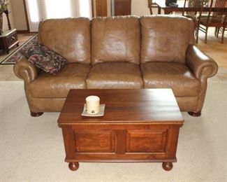 Bradington Young leather sofa and Lexington Furniture bob Timberlake dowery chest (opens)