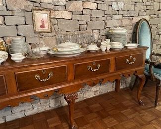 Sideboard with four drawers, Haviland china