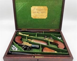 Cased Set of Early 19th Century English Flint Boxlock Pocket Pistols 