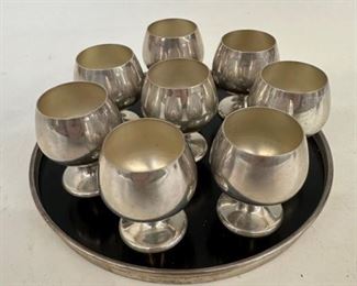Sterling Silver Cordials and Tray