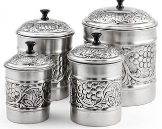 New In Box 4 Piece Old Dutch Canister Set In Antique Pewter Purchased At Saks 5 Ave
Lot #: 79Canisters