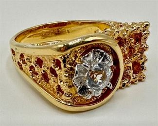 Heavy 18 Karat Gold & Diamond Ring, Size 10
Lot #: 2