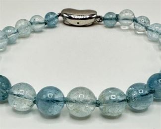 Aquamarine Bead Bracelet, 7 Inches, With Sterling Silver Clasp
Lot #: 46