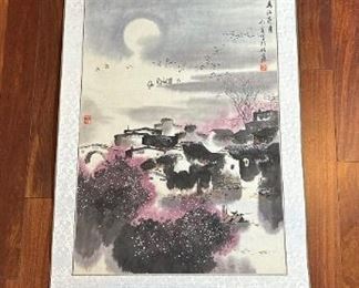 Large Chinese Silk Scroll With Original Watercolor Painting, Signed, New, Never Hung
Lot #: 36