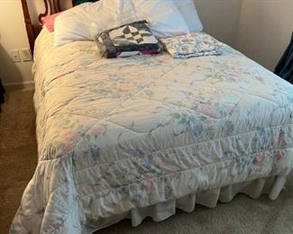 Full Sized Bed and Bedding including brand new handmade quilt. 