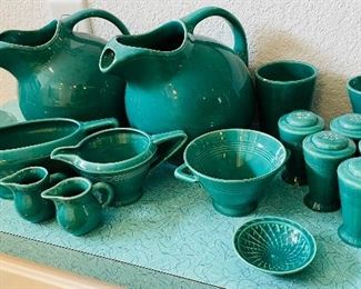 8____NOW $400 was $500 
Harlequin Homer Laughlin Spruce Green - 46 pieces&nbsp;