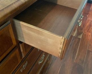 _____NOW $375 was $495 
Henredon dresser 10 drawers burl walnut 70L x20Wx 34 1/2T