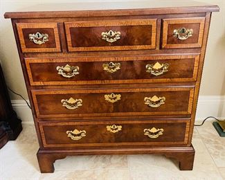 _____$700 
Pair of Henrendon chests 6 drawers burl walnut