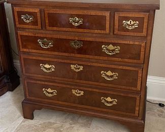 _____$700 
Pair of Henrendon chests 6 drawers burl walnut