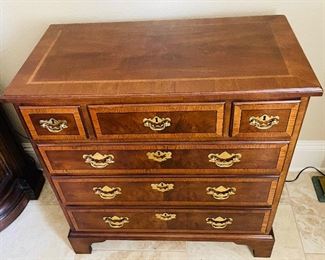 _____$700 
Pair of Henrendon chests 6 drawers burl walnut